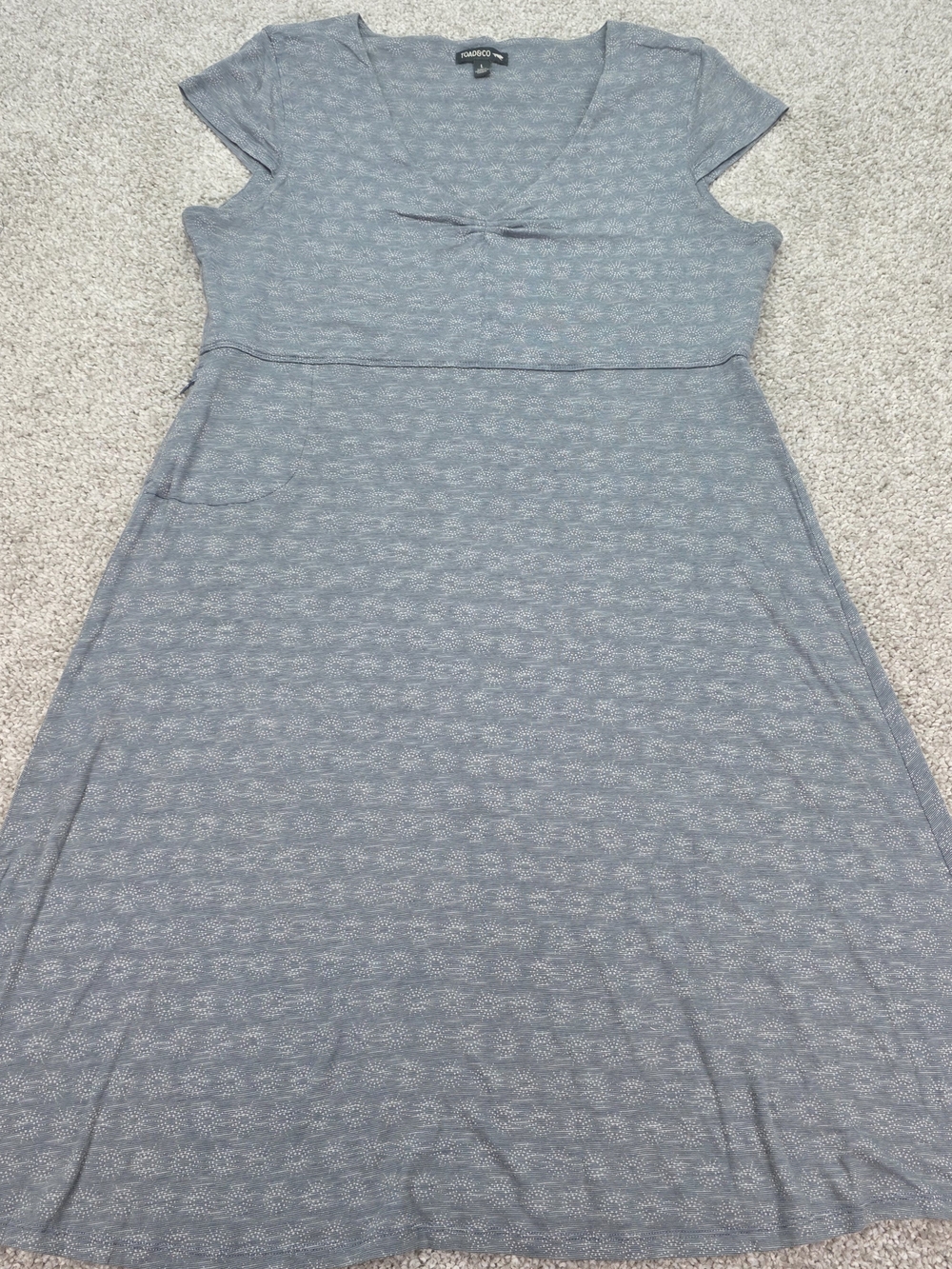 Toad & Co Eco Organic Cotton Blend Women's L Blue Green Cap Sleeve A-Line Dress